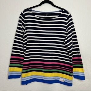 Talbots Women’s Plus Size X Multicolor Striped Boatneck Cotton Sweater Classic